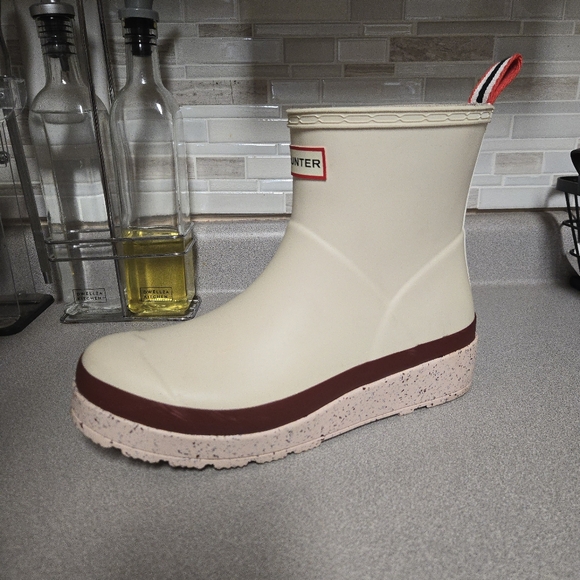 Hunter Original Short Speckle Rain Play Boots Beige/Red - Picture 5 of 13